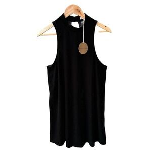 Honey Punch Dress Black Velvet Mock Neck Keyhole Tank Top Party Wedding Medium